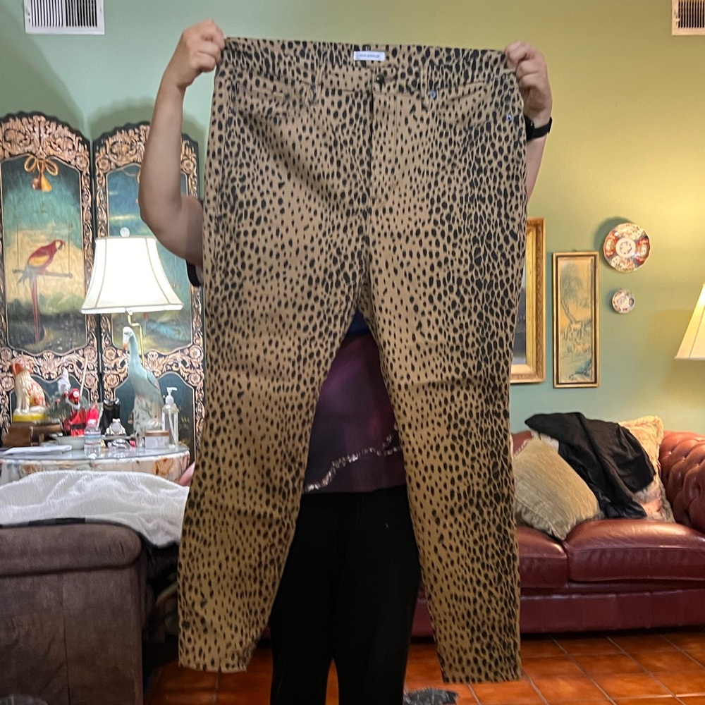 Good American Women's Tan Leopard Print Chinos